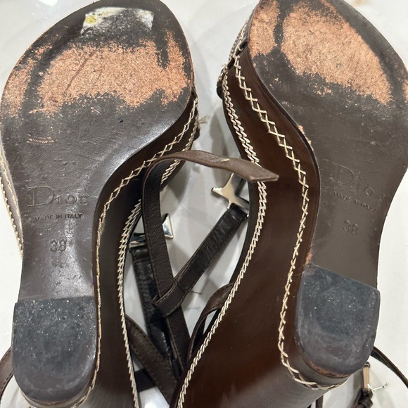 DIOR WOMEN’S SANDALS BLACK LEATHER SIZE 8 - Picture 3 of 6